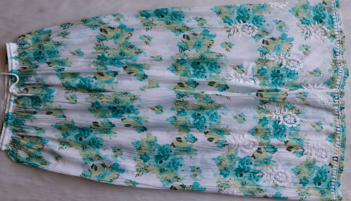 Gulshan White & Teal Green Pure Mulmul set