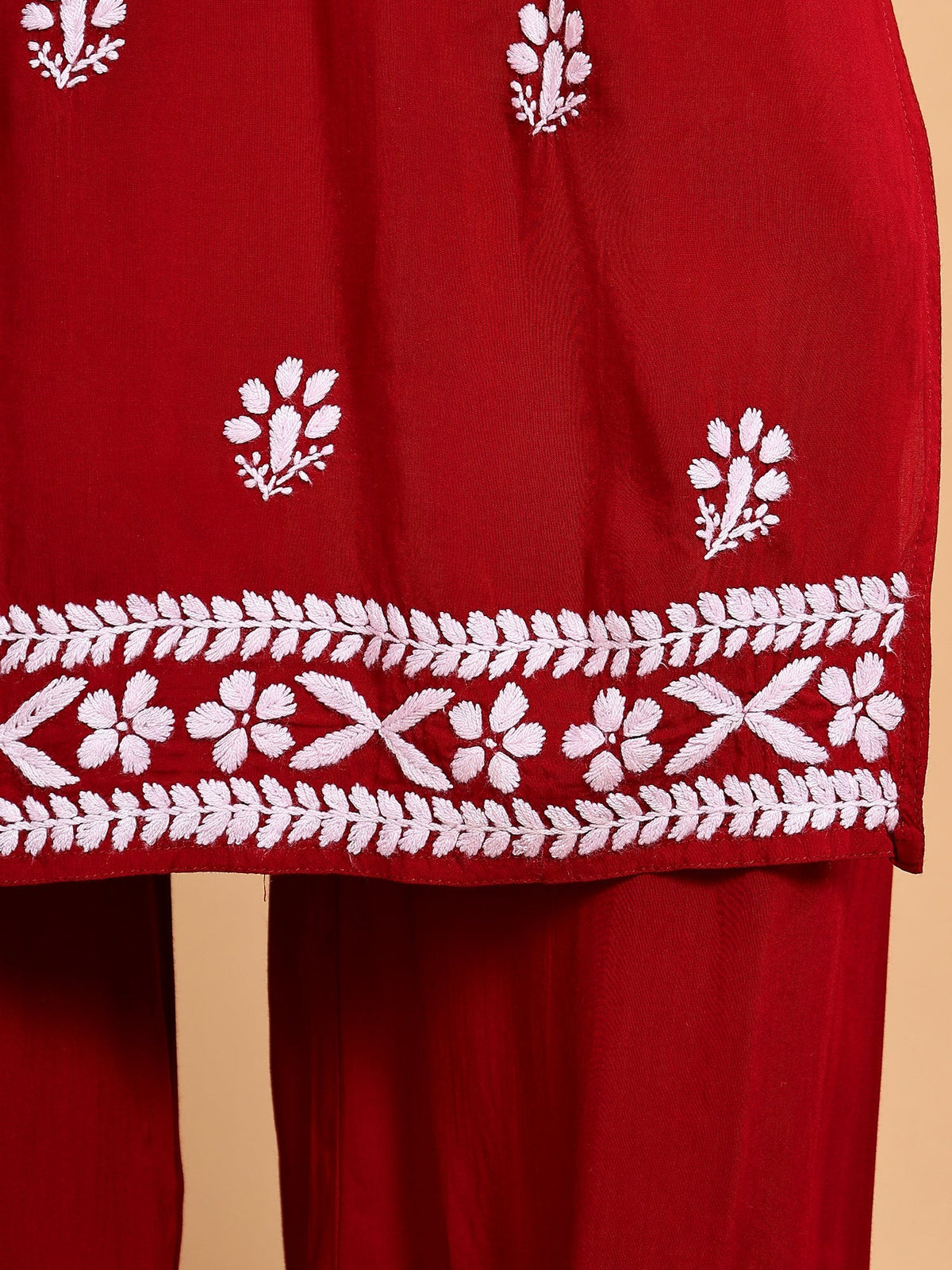Shiza Chikankari Premium Modal Co-ord Set (Maroon)
