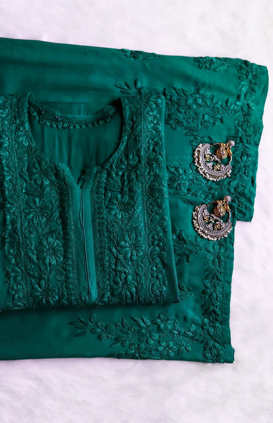 Aayat Teal Green Rayon Kurta Pant set