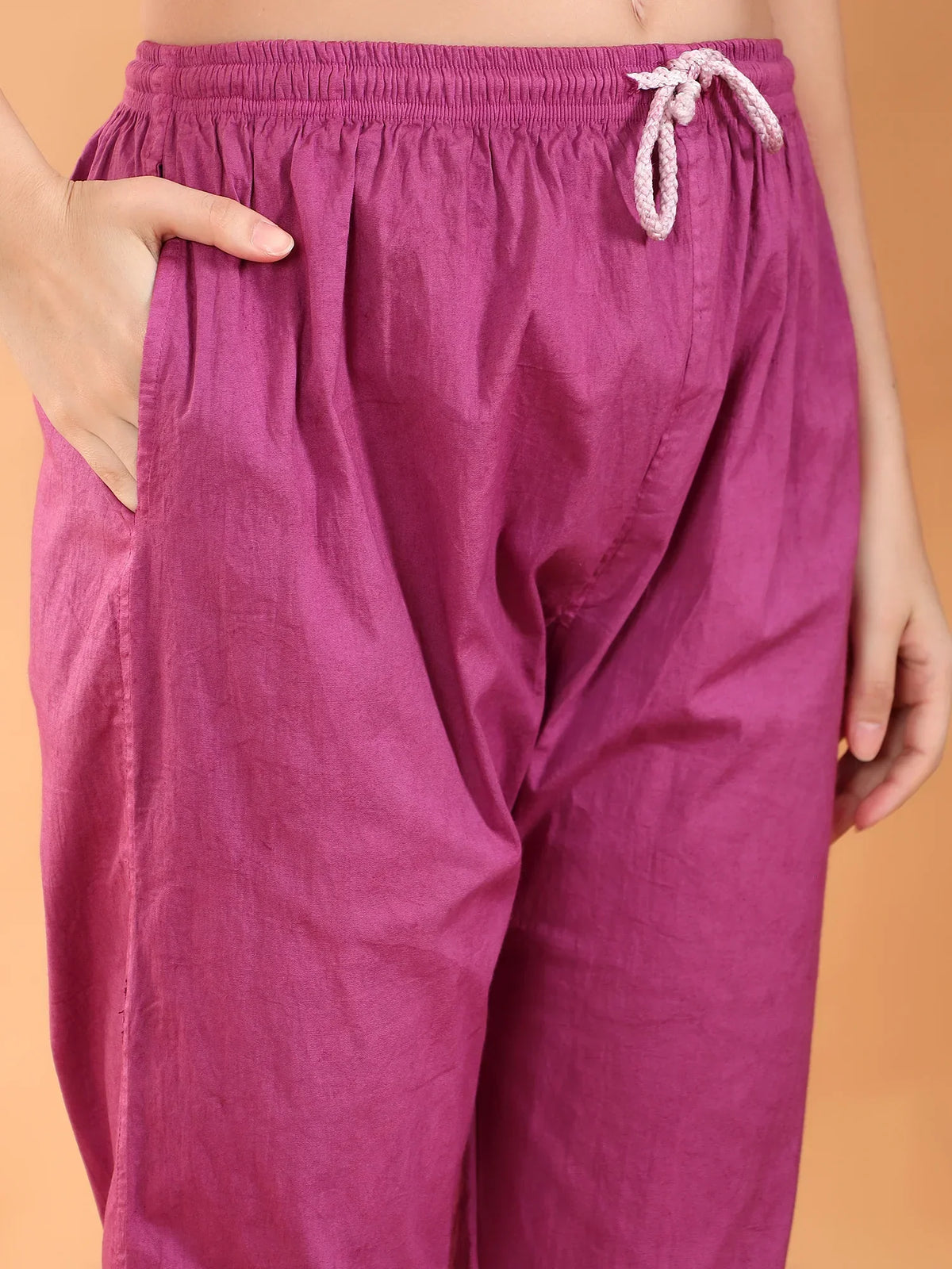 Ananya Chikankari Kurta Pant Cotton Co-ord Set (Wine)