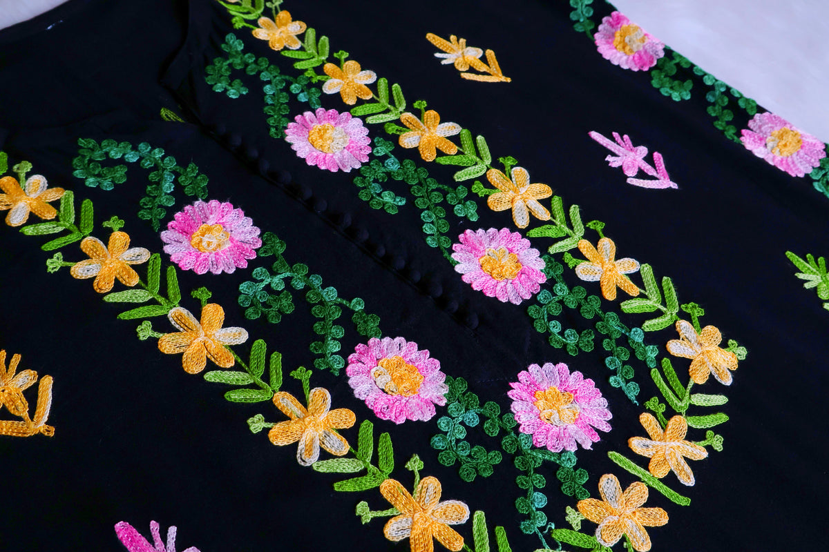 Anah Black & Pink Long Rayon Kurta