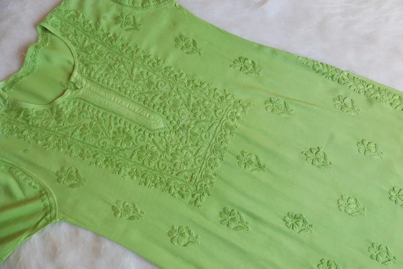 Aayat Lime Green Rayon Kurta Pant set