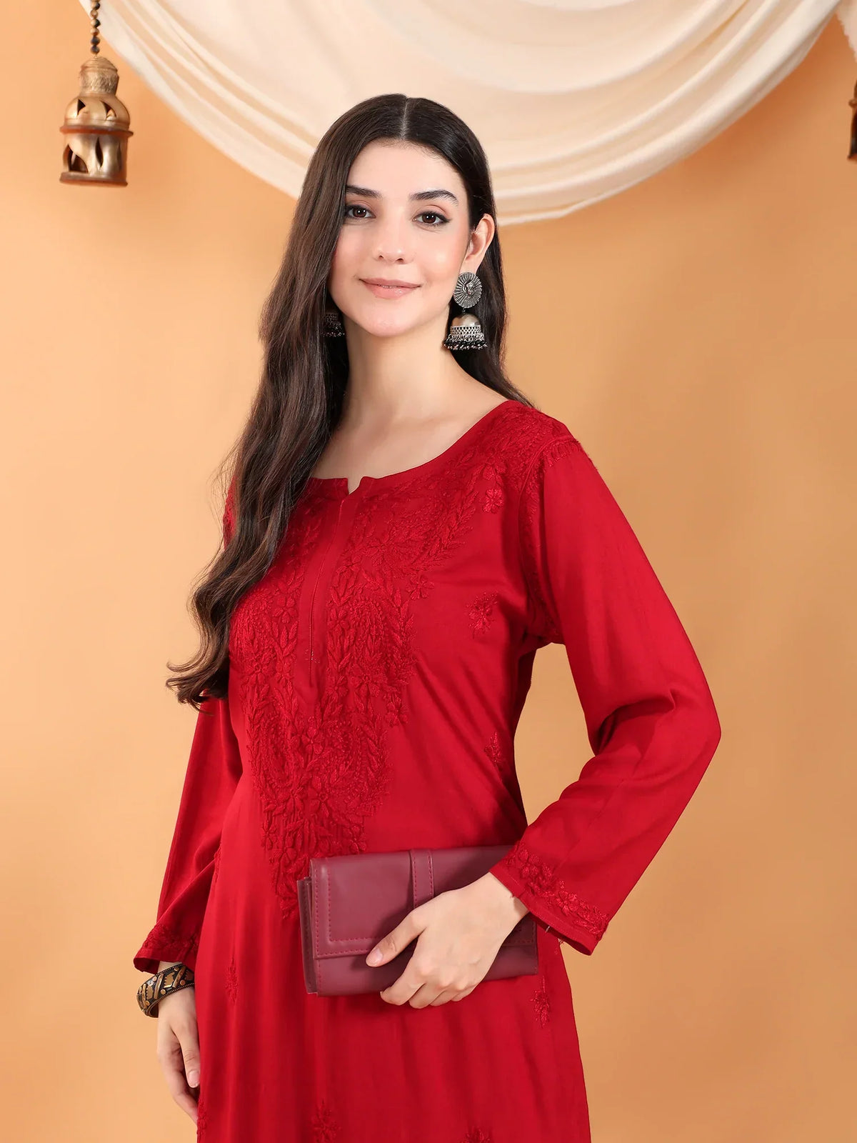 Maryam Chikankari Rayon Co-ord Set (Maroon)