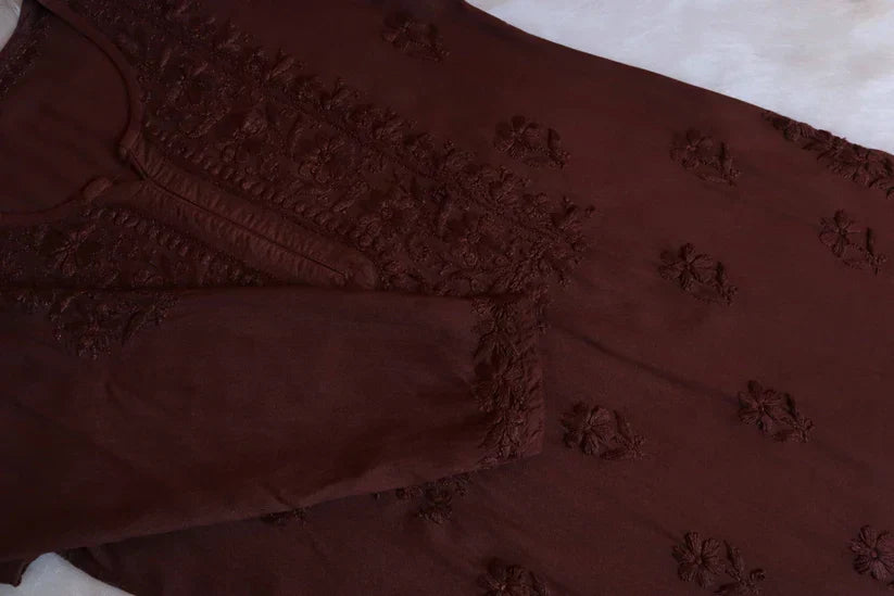 Aayat Chocolate Brown Rayon Kurta Pant set