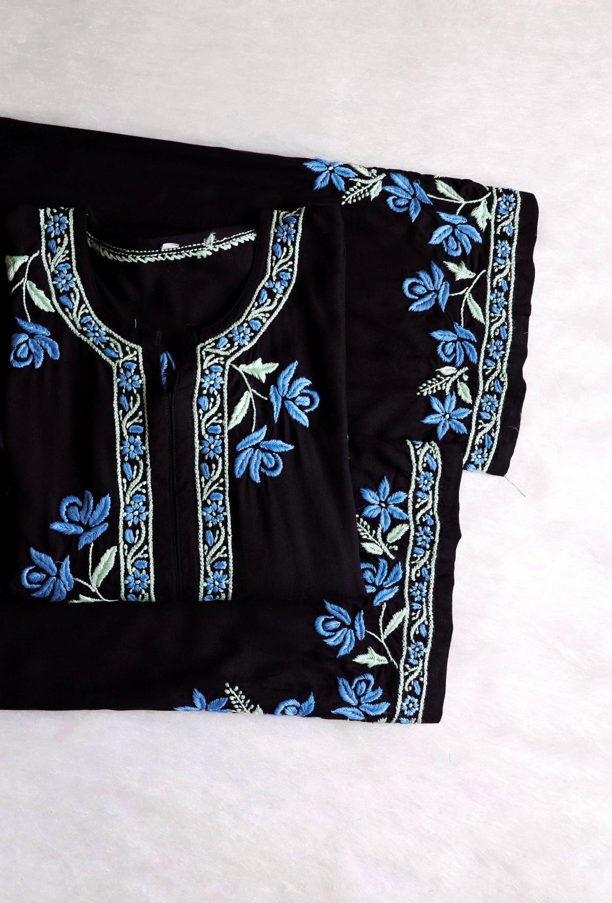 Gul Kashmiri Black & Blue Modal Kurta Set