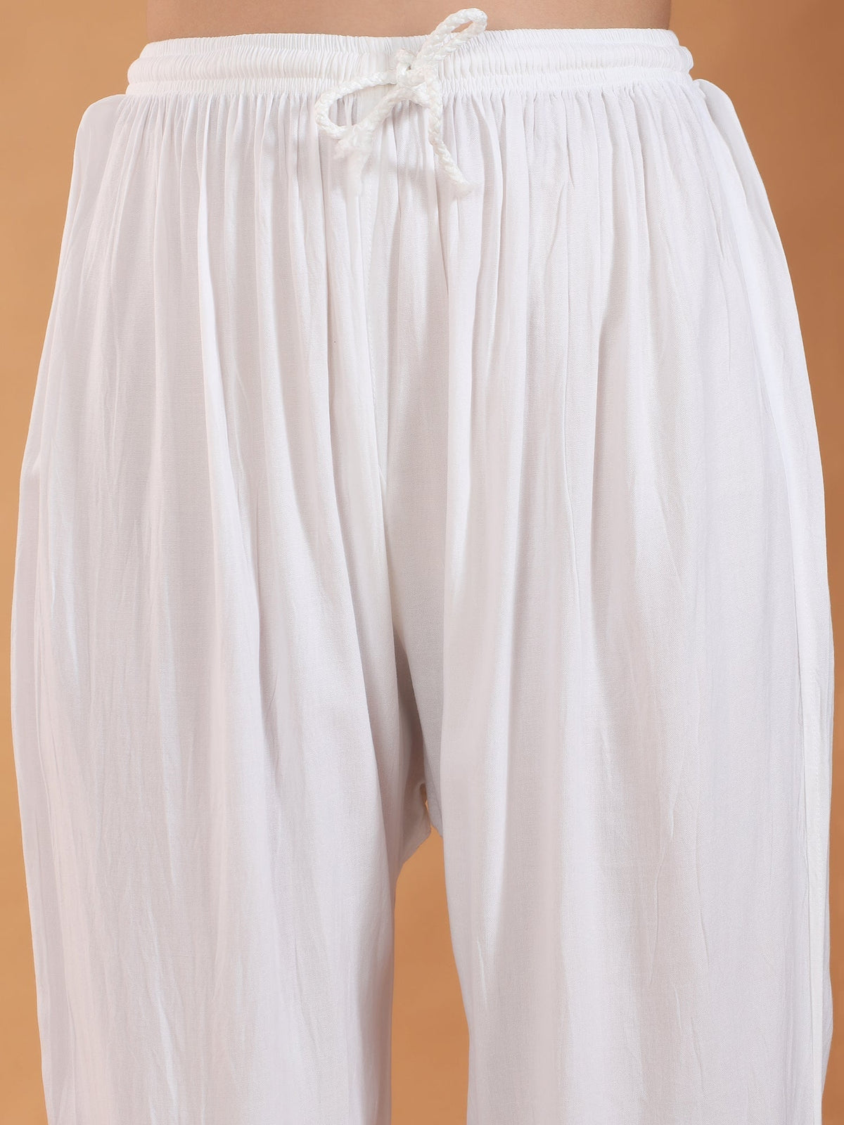 Maryam Chikankari Rayon Co-ord Set (White)
