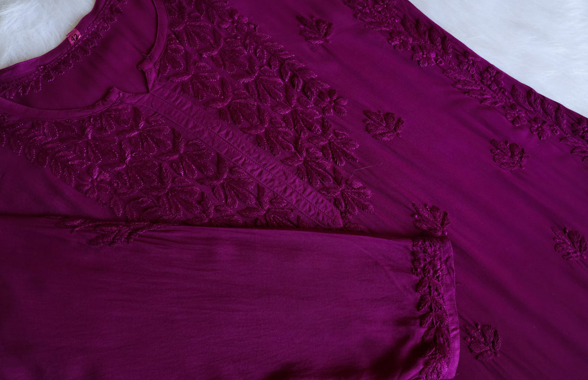 Duaa Deep Plum Modal Ombre Kurta Pant set