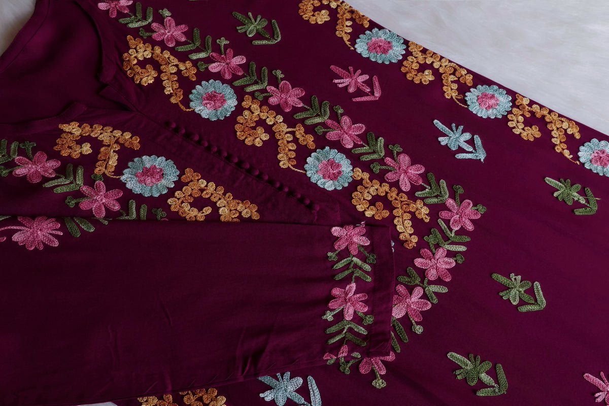 Anah Deep Purple Ombre Long Rayon Kurta