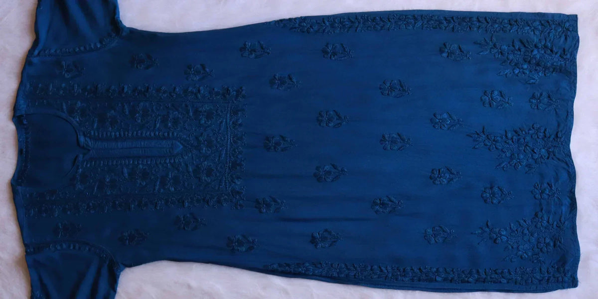 Aayat Royal Blue Rayon Kurta Pant set