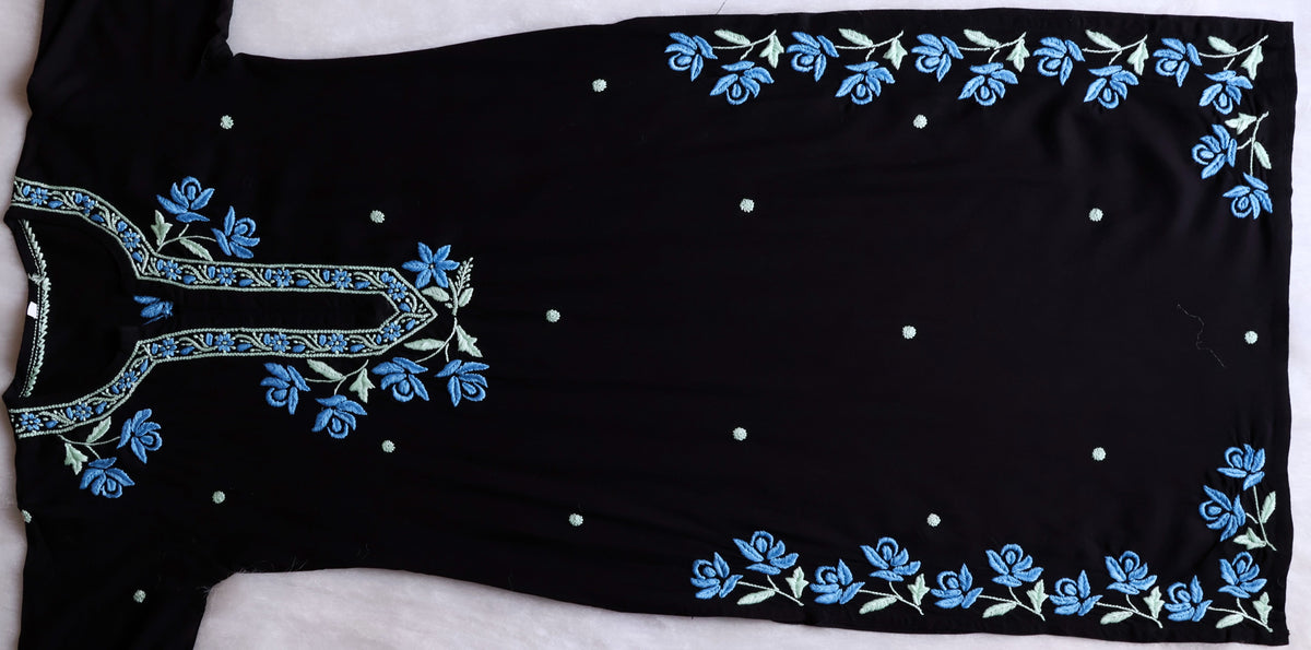 Gul Kashmiri Black & Blue Modal Kurta Set