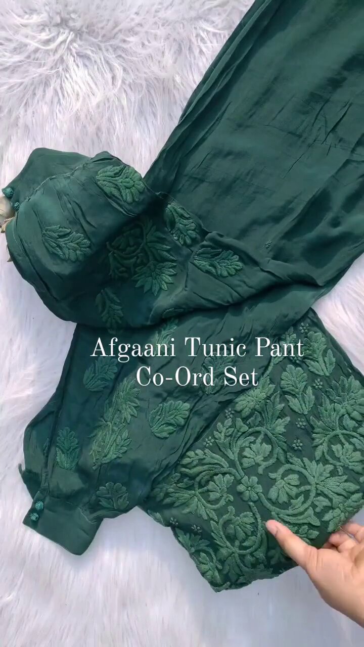 Premium Silk Afghani Chikankari Tunic Set