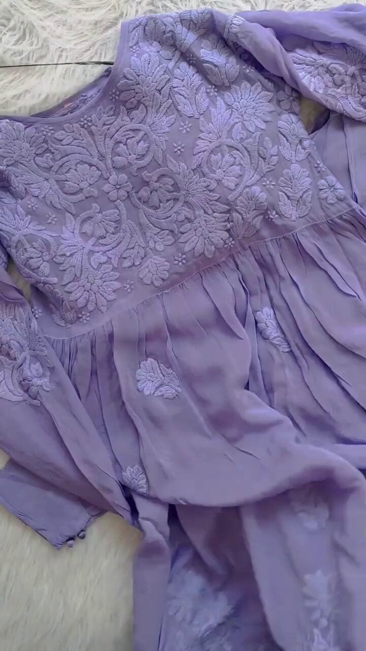 Premium Silk Afghani Chikankari Tunic Set